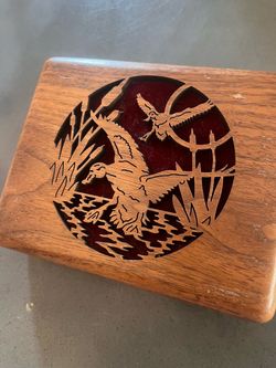 Vintage duck theme, wood jewelry, desk, organizer box