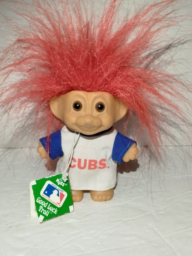 Russ Good Luck Troll Doll Chicago Cubs Baseball 6 inch Tag Vintage 1991 MLB 
