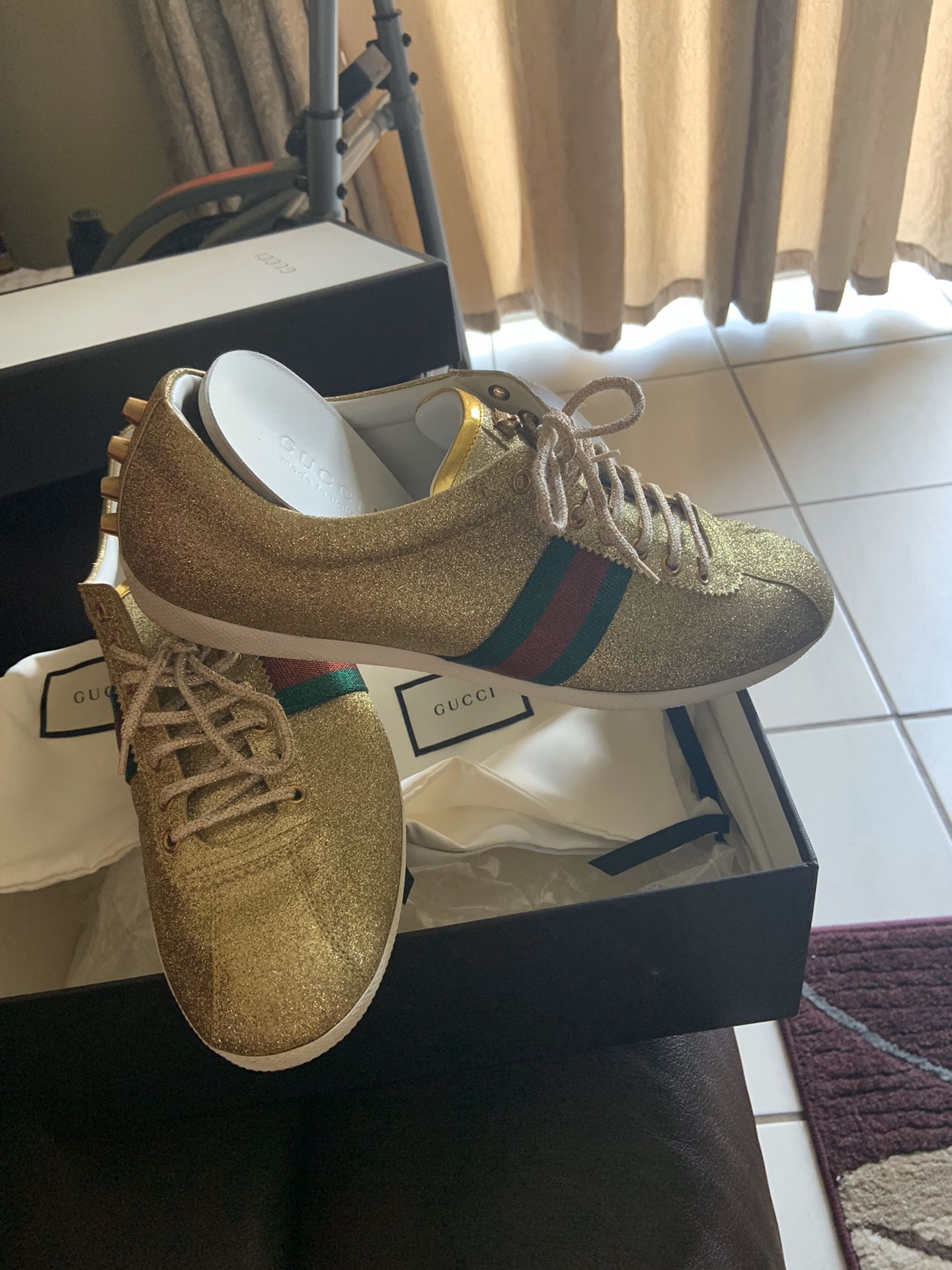 Gucci authentic gold shoes