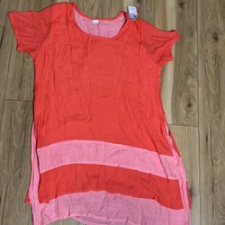 Red and pink tunic top