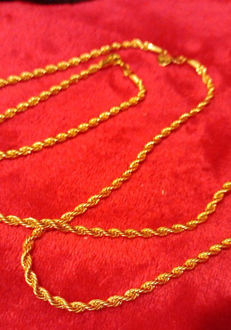 18K Gold-Filled 24" ROPE CHAIN necklace &  bracelet 