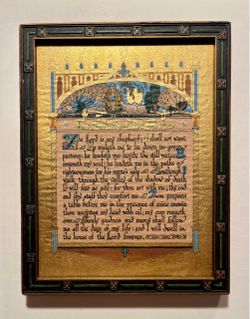 Antique c.1920 Illuminated Psalm 23 Religious Art Original Wooden Frame 8.5”x 6”