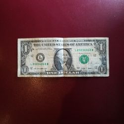 Fancy Serial Number $1 Dollar Bill Super Rare