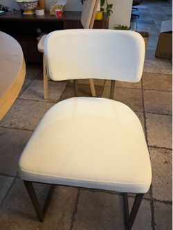 Set of Modern Cream Fabric Dining Chairs