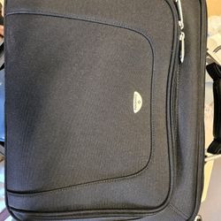 Samsonite Black Canvas Slim Laptop Briefcase with Fold Out Pockets-16x12x4"-New

