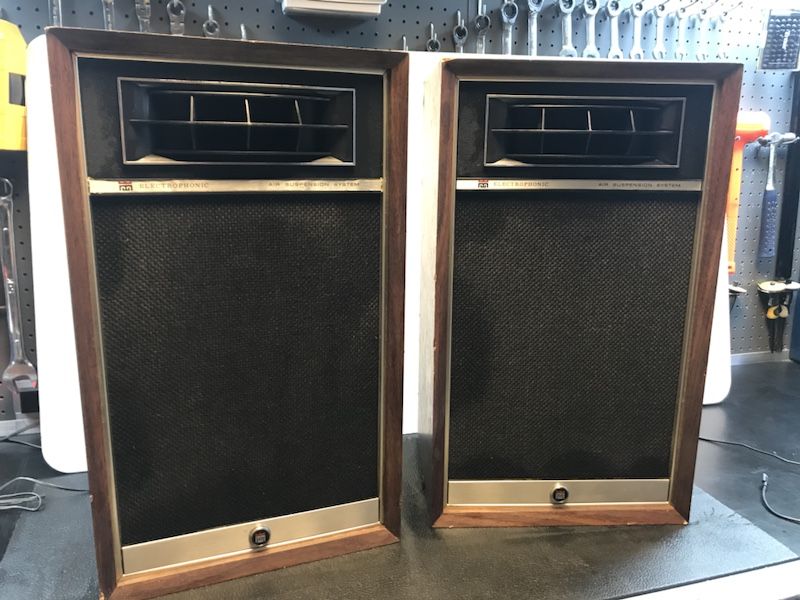 Electrophonic Air Suspension Audio System Vintage Speakers. Tested and working properly. They sound great! Price is firm