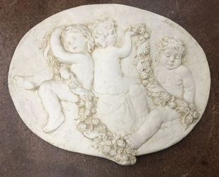 Cherubs Wall Decor Made in USA  Cherub Wall Hanging/Putti Angel Relief Plaque/Garden Wall Art/Indoor/Outdoor Deco
