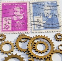 (Lot Of 2) 1940 Scott #891-92 Famous American Inventors 3 & 5 Cent Post Marked Canceled. The image shows a Scott #891 3-cent U.S. postage stamp from 1