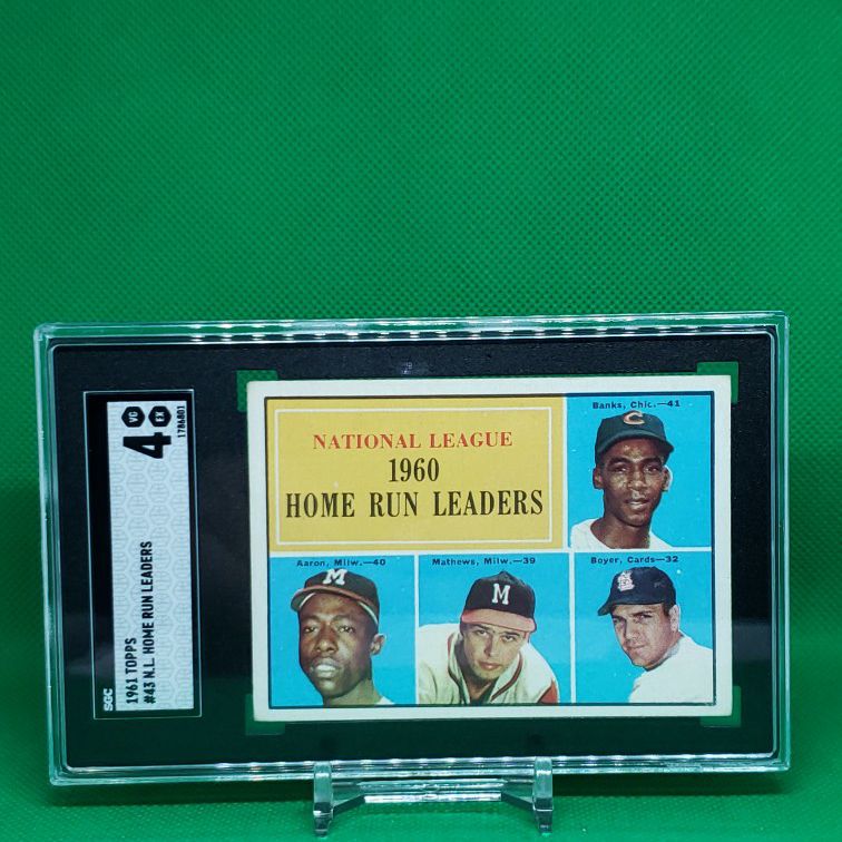 Hank Aaron 1961 Topps Baseball #43 NL Home Run Leaders