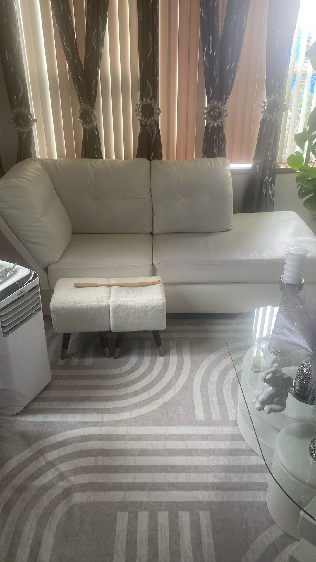 White leather sectional