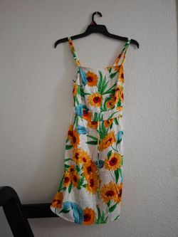 Sunflower Print Sleeveless Mini Dress