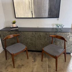 Pair of Mid-Century Style Walnut Dining Chairs