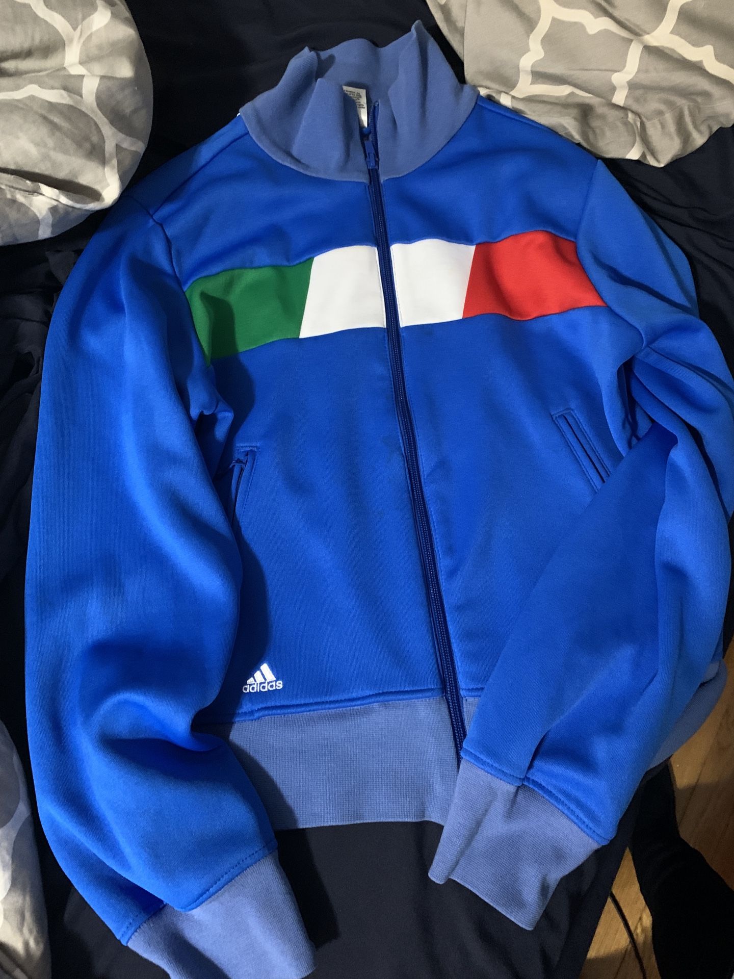 Adidas Italy Italia Zip Sweater Jersey Medium Men Women’s Blue Soccer World Cup 