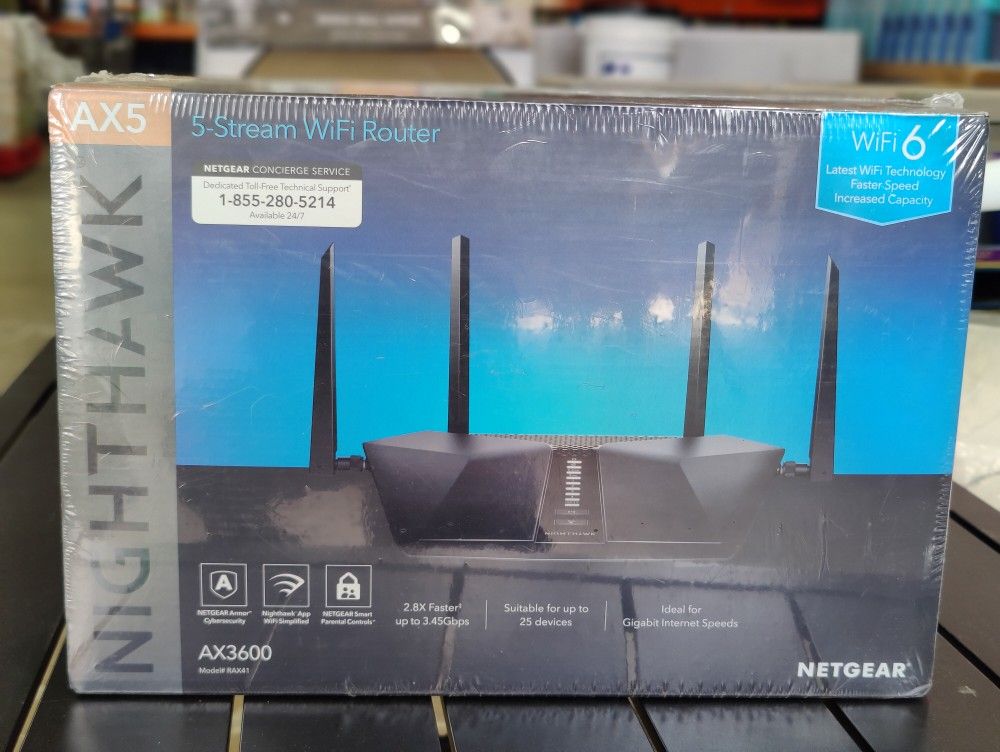 Netgear Nighthawk 5-Stream AX3600 Dual-Band WiFi 6 Router (up to 3.45Gbps) - RAX41


