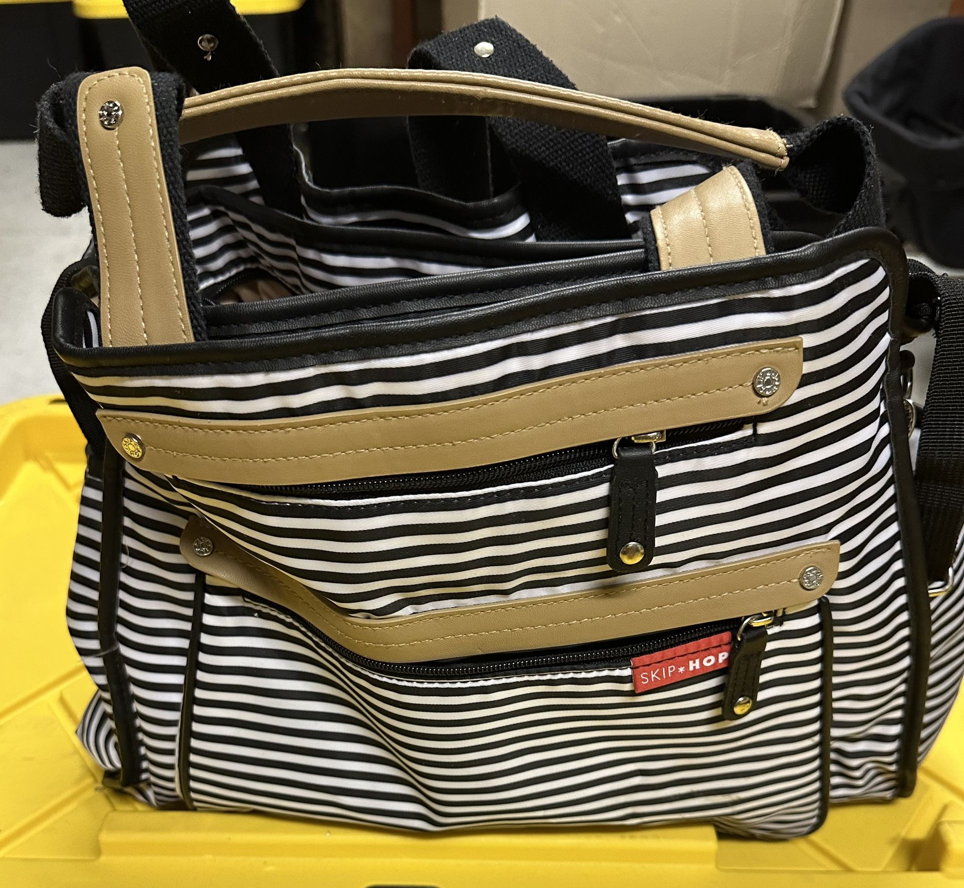 Skip Hop Black And White Striped Diaper Bag