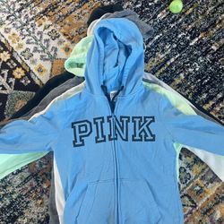 7 Victoria’s Secret Pink, Zipper Hoodies Size XS