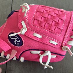 Rawlings Player Series PL90PPW 9” Youth/Kid Tee Ball Glove Pink Right Hand Thrower RHT Like NEW