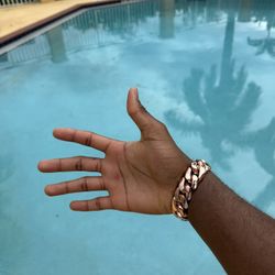 20mm Miami Cuban Link Pink Red Rose Gold Plated Bracelet 18k & 14k Crab Old School Regular Lock