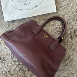 Prada Burgundy Tote Bag - Preloved