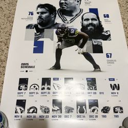 Seahawks Schedule Poster 2025 Charles Cross 50yr