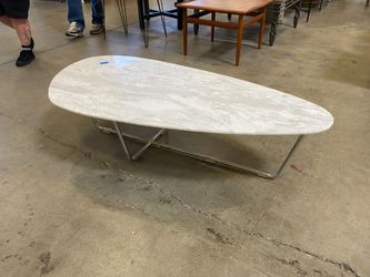 KASALA Almond Shaped White Marble Coffee Table