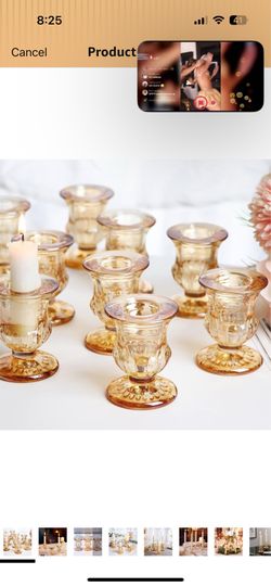 Gold glass candle holders