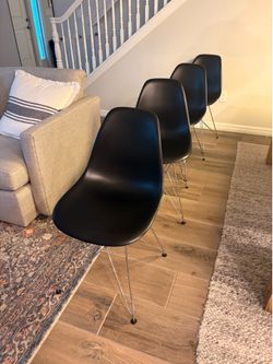 Black mid century modern chairs set of 4
