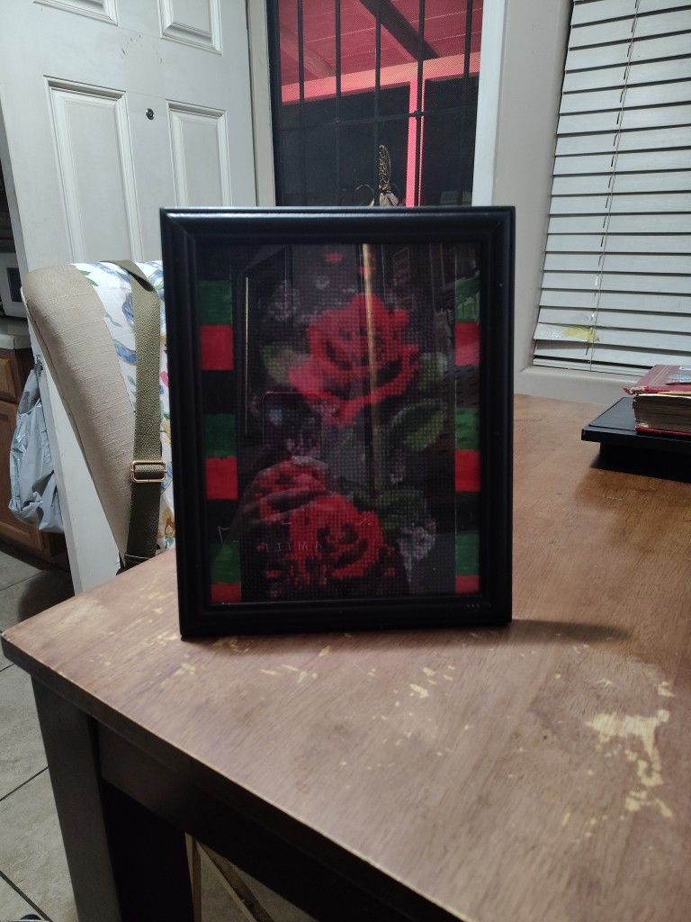 8×12 In Rose Diamond Art Picture With Picture Frame.