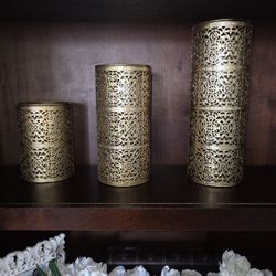 Gold And Glass Candle Holders $15 Set