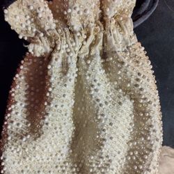 VERY NICE VINTAGE BEADED DRAWSTRING POUCH 