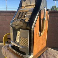 Antique Mills Slot Machine Black Beauty Vintage Man Cave 5 Cent Old Sign