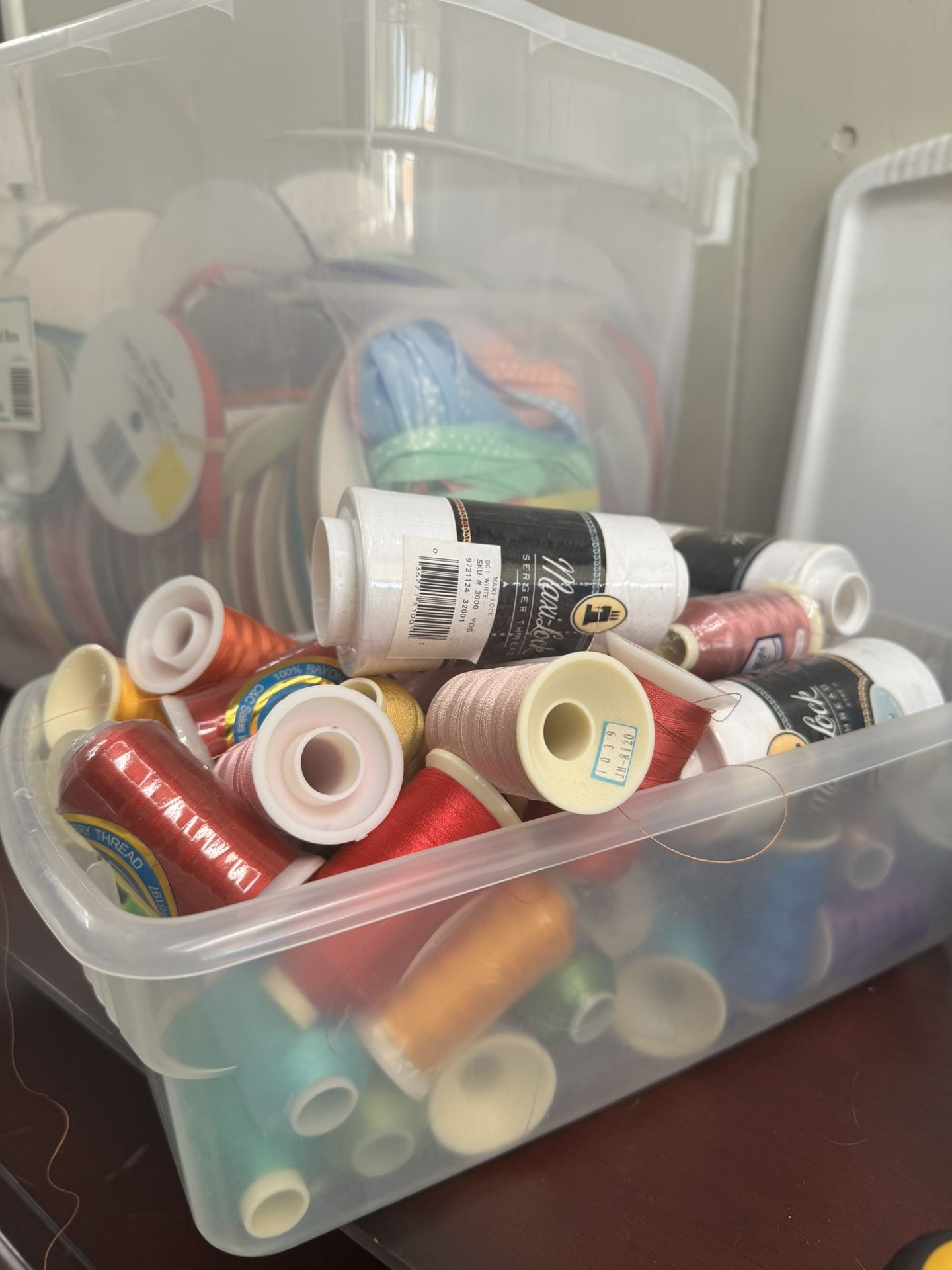 HUGE Basket of Ribbon and Embroidery Thread