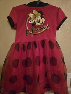 Size 5 Disney Minnie Mouse Dress Red Black Tulle With Hood