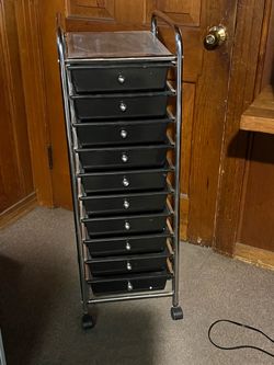 10-Drawer Storage Organizer Cart, Black