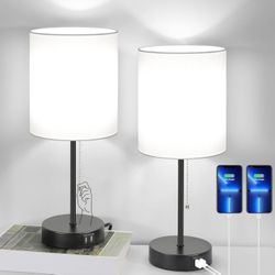 Table Lamps Set of 2 with USB Charging Ports