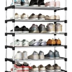 New Shoe Rack Household Simple Metal Shoe Rack Shoe Storage Box Shoe Cabinet Storage Slippers Multi-Layer Door Frame Shoe Shelf (Color : Black - 8 Lay