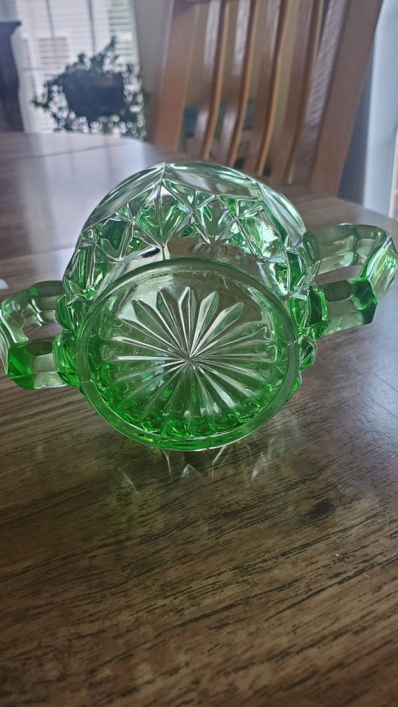 Collectable Vintage Green depression glass