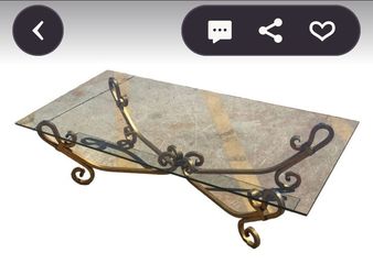 Gold-tone Gilded Wrought Iron Hollywood Regency Cocktail Table