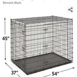 Midwest SL54DD Ginormus Double Door Dog Crate for XXL for the Largest Dogs Breeds,Black. Retails $240 With Taxes! Unassembled! Cracked Tray!