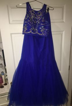 Royal blue two piece mermaid prom dress