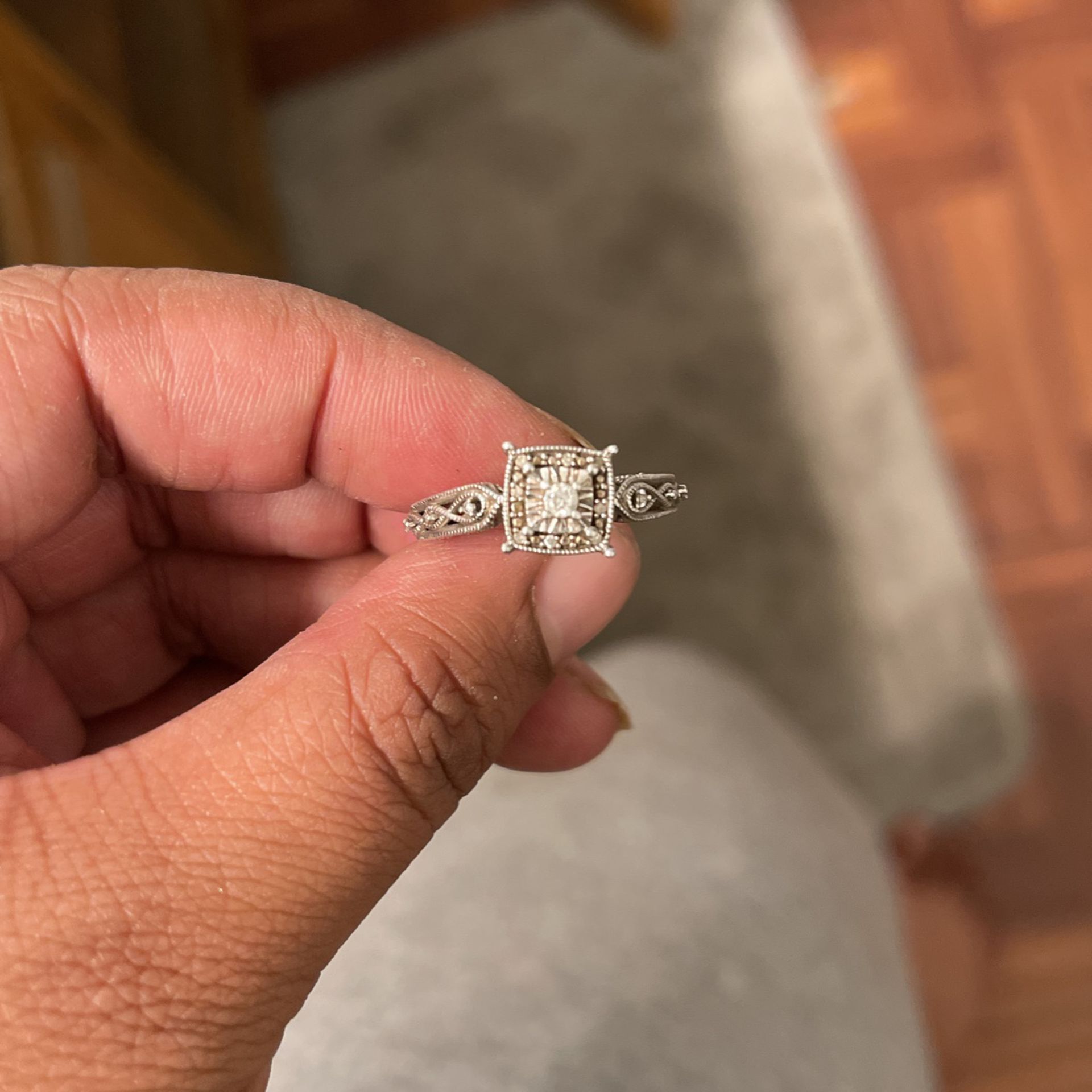 Real Sliver Diamond Wedding Ring 