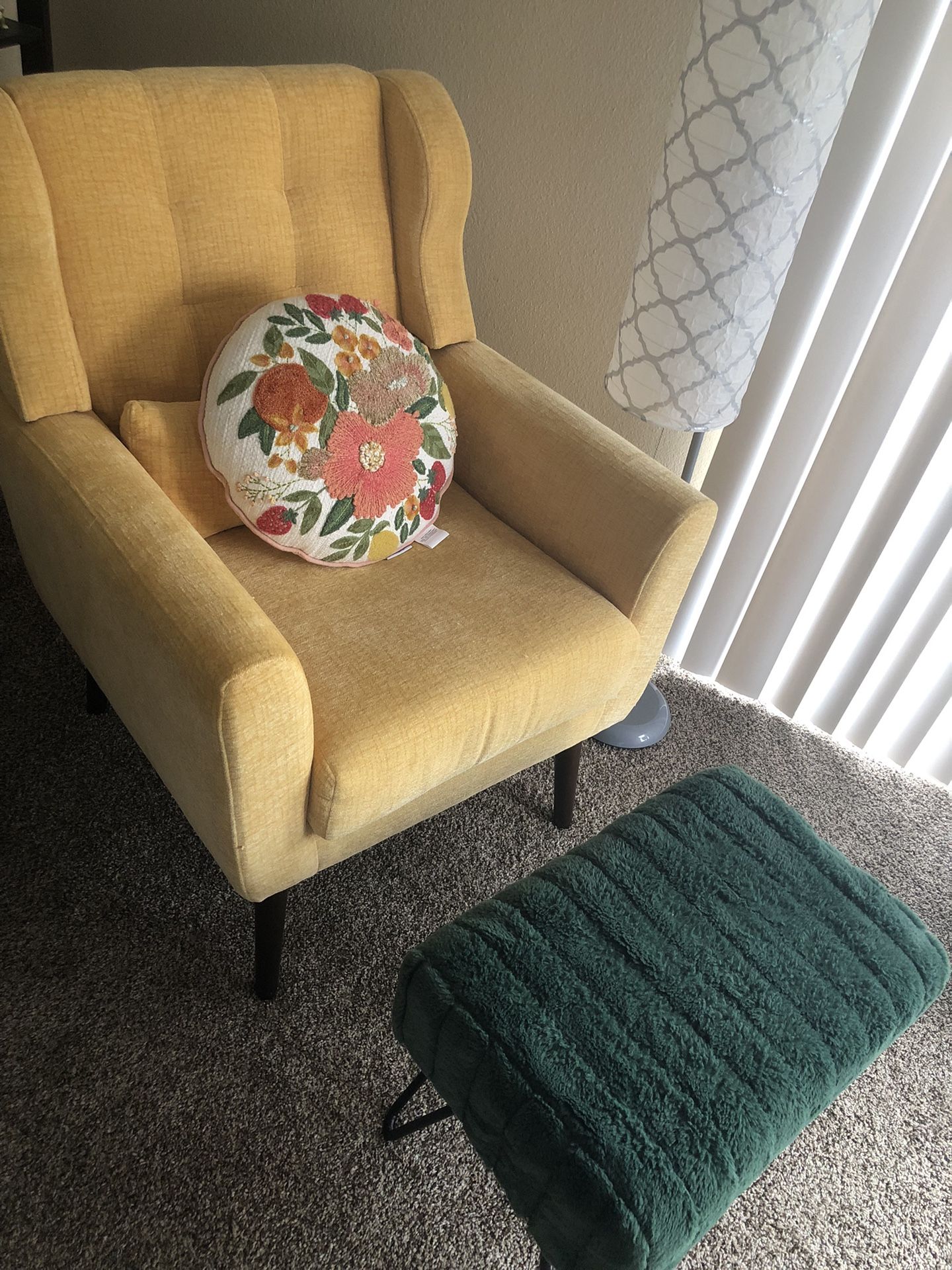 Yellow Chair With Ottoman