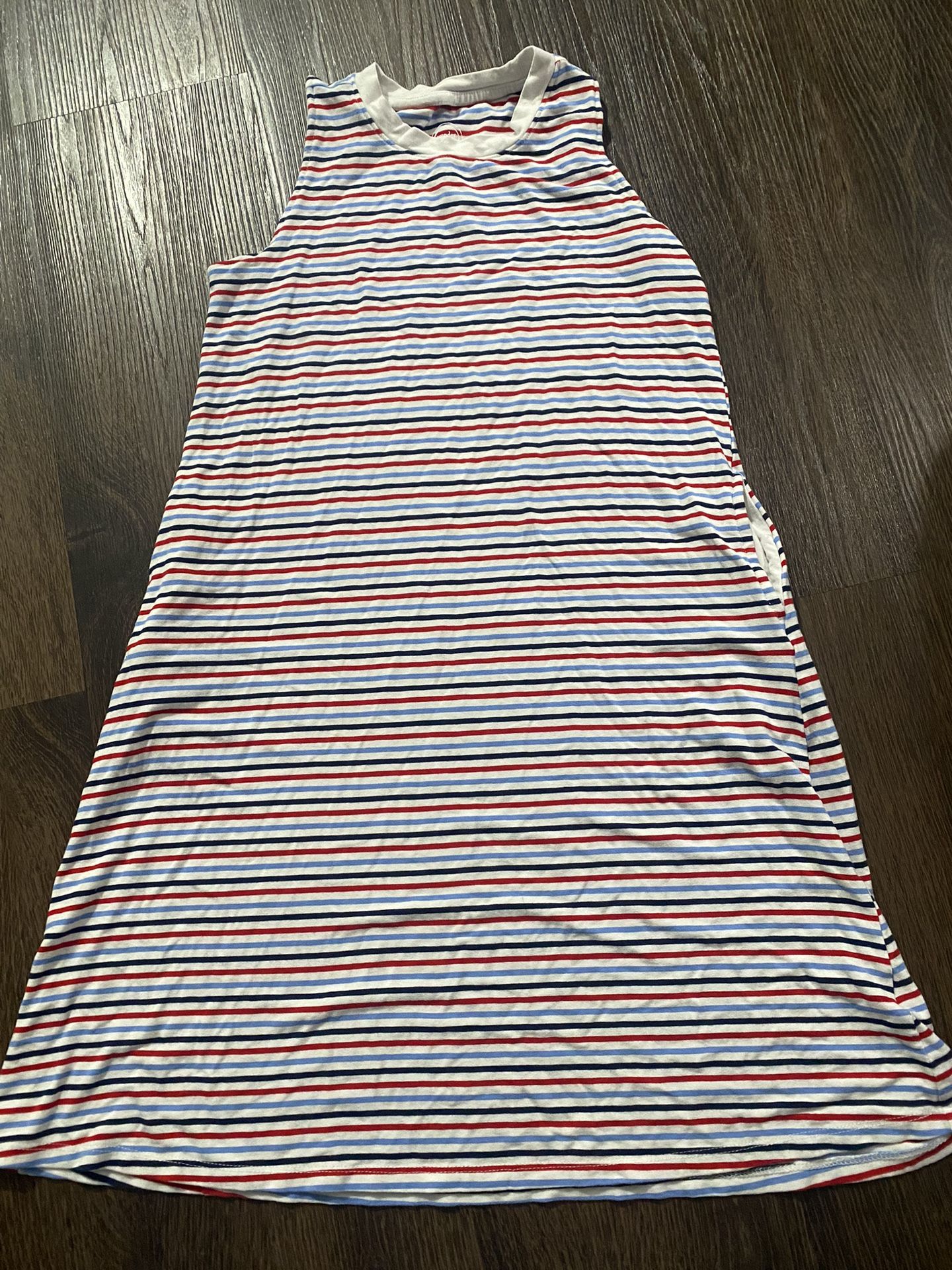 Girls Red White And Blue Striped Dress Size 10/12 By Wonder Nation #9