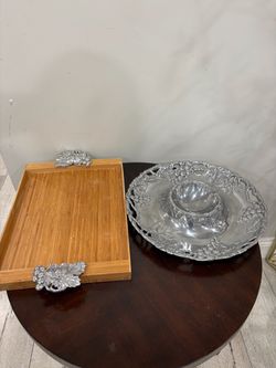 Vintage Arthur Court Aluminum Grape Chip and Dip Platter