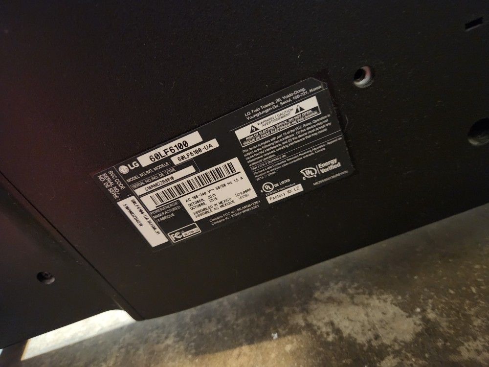LG 60 In (60LF6100) (Not Turning On)