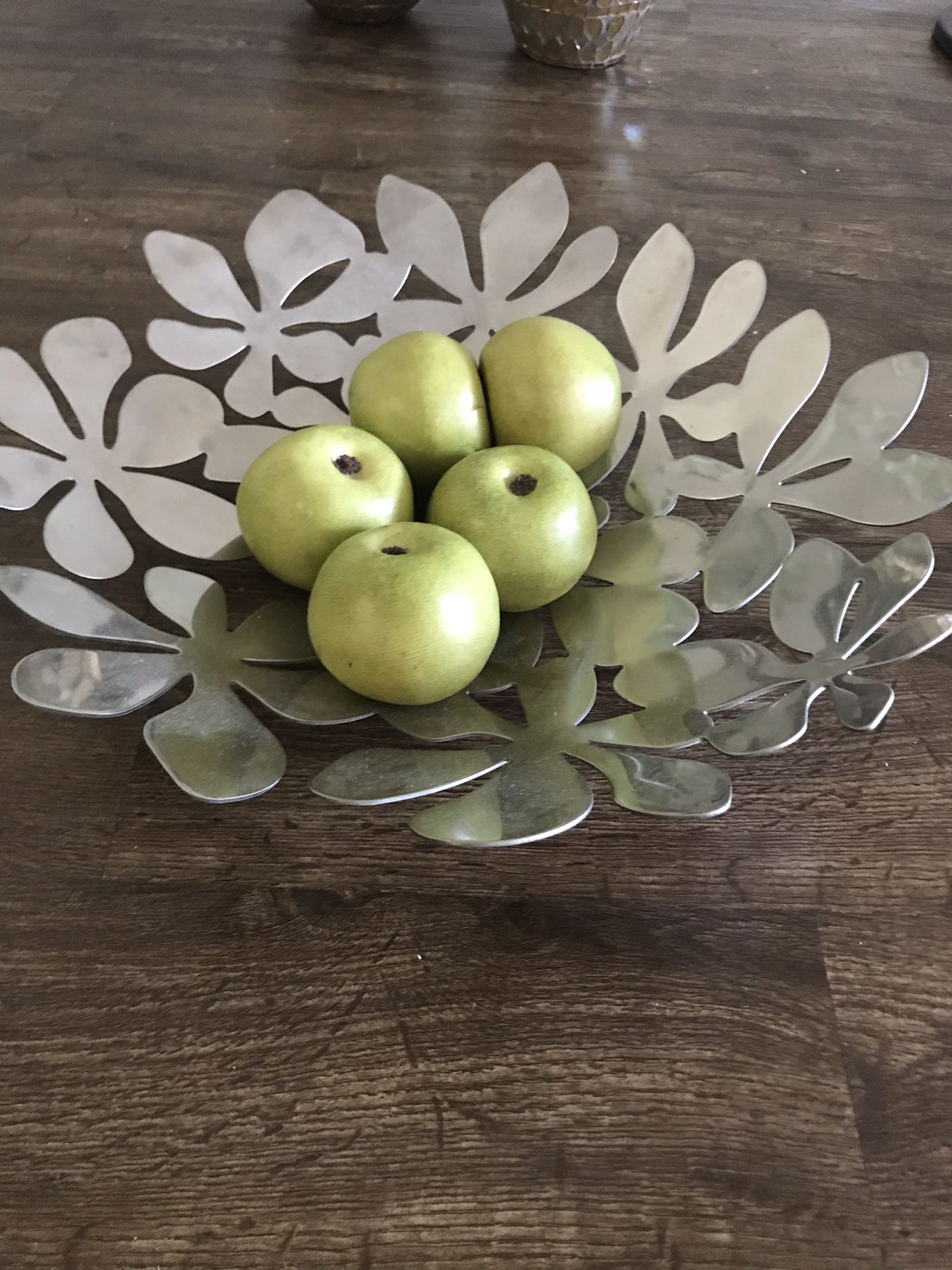 Ikea bowl with green apples, home decor
