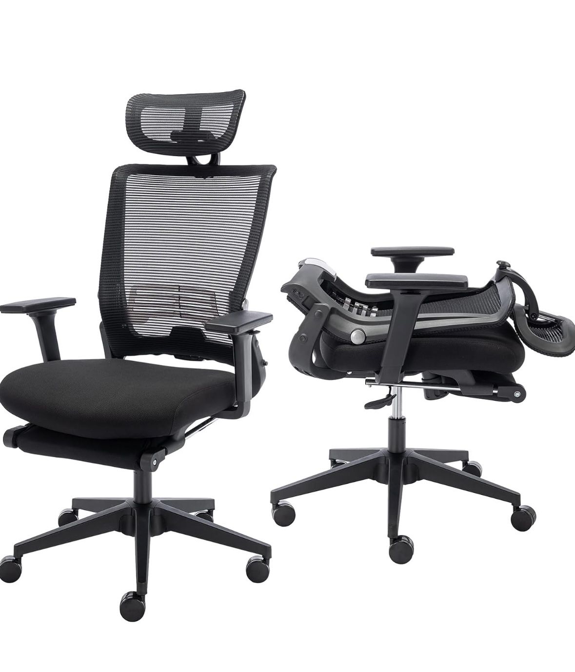 Ergonomic foldable office chair - black