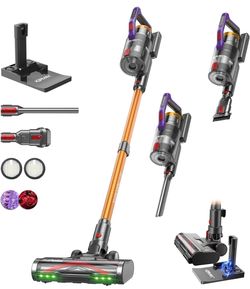 Cordless Vacuum Cleaner,Upgraded 650W/55KPA/70Mins/With No-Drill Charging Station Cordless Stick Vacuum Cleaner,LED Display&Aromatherapy Vacuum Cleane