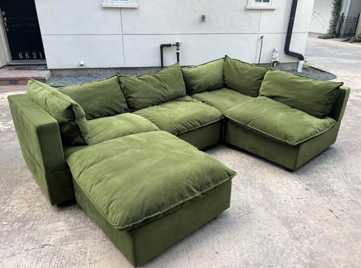 Olive Green Modular Albany Park Couch W/ Ottoman