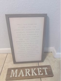 Set Decorativo “Market”Frase Inspiradora para el Hogar,Rustic Farmhouse Wall Decor cuadros de madera